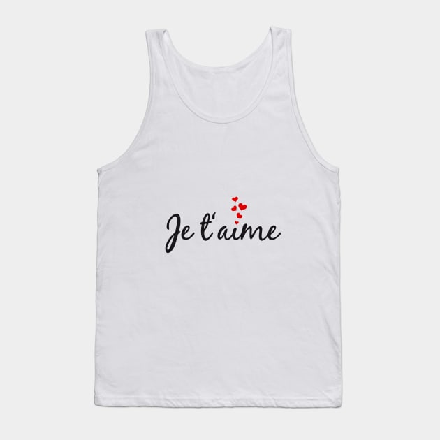 Je t'aime, I love you, French word art with red hearts Tank Top by beakraus